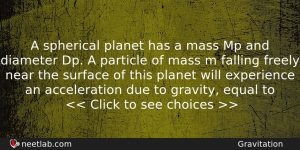 A Spherical Planet Has A Mass Mp And Diameter Dp Physics Question