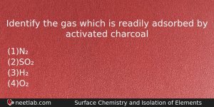 Identify The Gas Which Is Readily Adsorbed By Activated Charcoal Chemistry Question