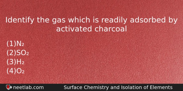 Identify The Gas Which Is Readily Adsorbed By Activated Charcoal Chemistry Question 