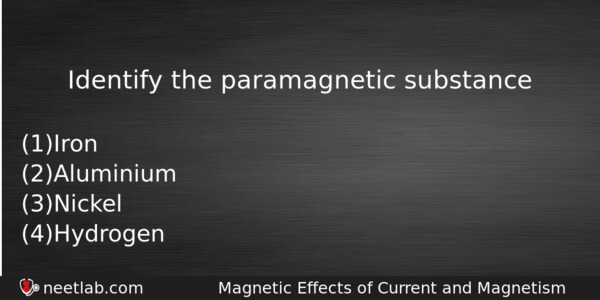 Identify The Paramagnetic Substance Physics Question 