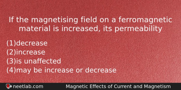 If The Magnetising Field On A Ferromagnetic Material Is Increased Physics Question 