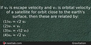 If V Is Escape Velocity And V Is Orbital Velocity Physics Question