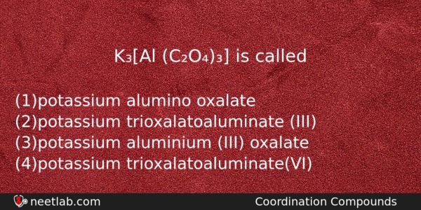 Kal Co Is Called Chemistry Question 