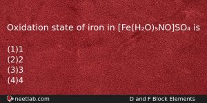 Oxidation State Of Iron In Fehonoso Is Chemistry Question
