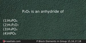 Po Is An Anhydride Of Chemistry Question
