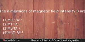 The Dimensions Of Magnetic Field Intensity B Are Physics Question