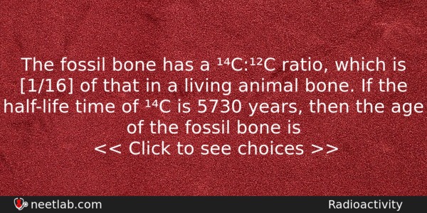 The Fossil Bone Has A Cc Ratio Which Is 116 Physics Question 