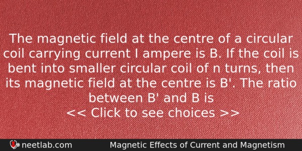 The Magnetic Field At The Centre Of A Circular Coil Physics Question 