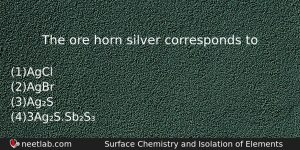 The Ore Horn Silver Corresponds To Chemistry Question