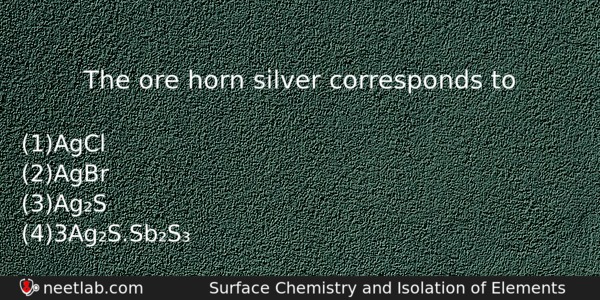 The Ore Horn Silver Corresponds To Chemistry Question 