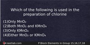 Which Of The Following Is Used In The Preparation Of Chemistry Question