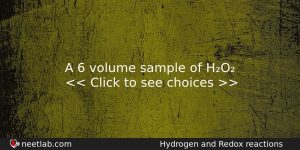 A 6 Volume Sample Of Ho Chemistry Question