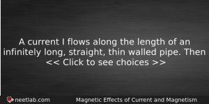 A Current I Flows Along The Length Of An Infinitely Physics Question