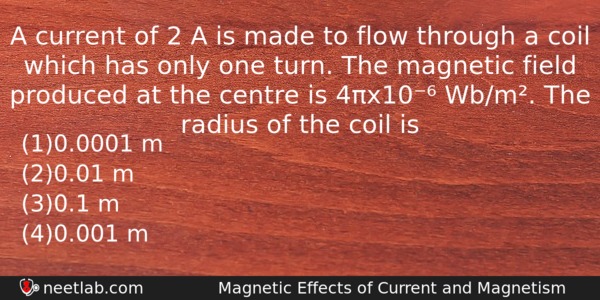 A Current Of 2 A Is Made To Flow Through Physics Question 