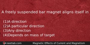 A Freely Suspended Bar Magnet Aligns Itself In Physics Question