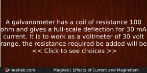 A Galvanometer Has A Coil Of Resistance 100 Ohm And Physics Question