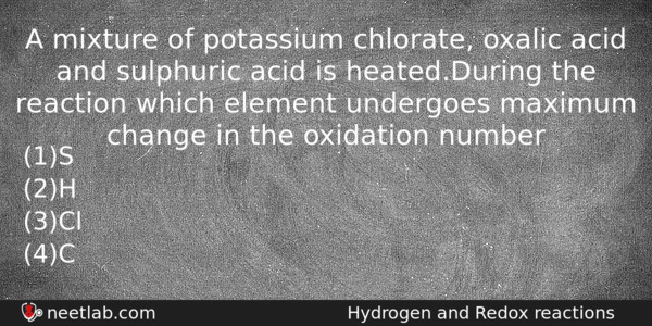 A Mixture Of Potassium Chlorate Oxalic Acid And Sulphuric Acid Chemistry Question 