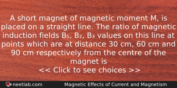A Short Magnet Of Magnetic Moment M Is Placed On Physics Question 