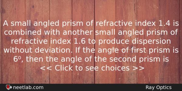 A Small Angled Prism Of Refractive Index 14 Is Combined Physics Question 