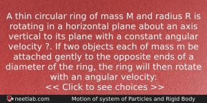 A Thin Circular Ring Of Mass M And Radius R Physics Question