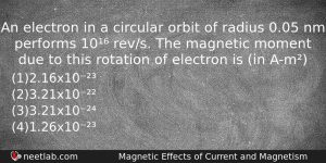An Electron In A Circular Orbit Of Radius 005 Nm Physics Question