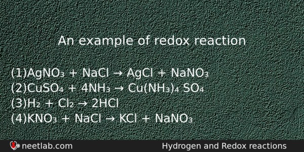 An Example Of Redox Reaction Chemistry Question 
