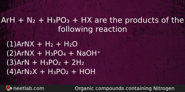 Arh N Hpo Hx Are The Products Chemistry Question 