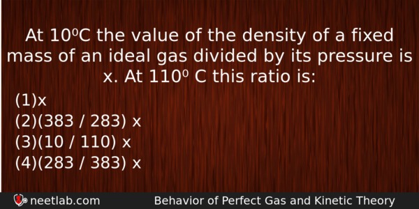 At 10c The Value Of The Density Of A Fixed Physics Question 