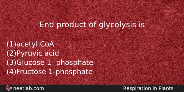 End Product Of Glycolysis Is Biology Question 