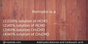 Formalin Is A Chemistry Question