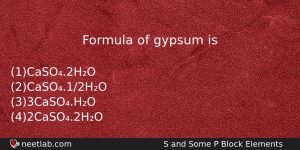 Formula Of Gypsum Is Chemistry Question