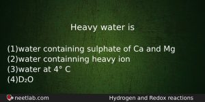 Heavy Water Is Chemistry Question