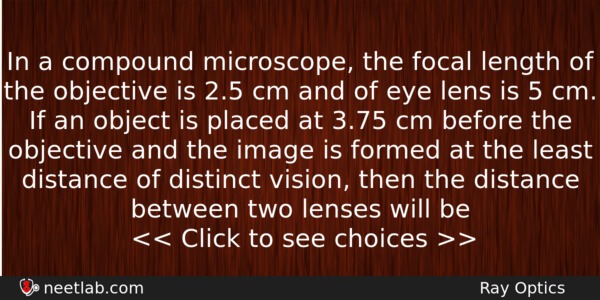 In A Compound Microscope The Focal Length Of The Objective Physics Question 