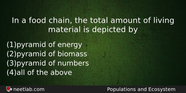 In A Food Chain The Total Amount Of Living Material Biology Question 