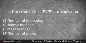 In The Relation N Pvrt N Stands For Physics Question