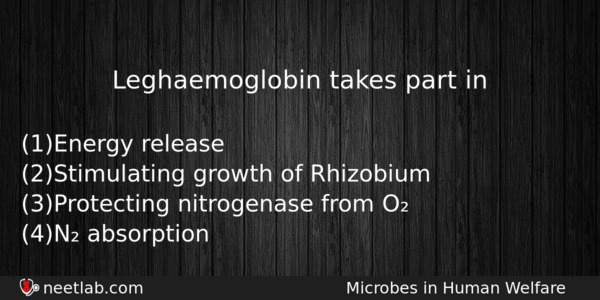 Leghaemoglobin Takes Part In Biology Question 