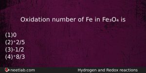Oxidation Number Of Fe In Feo Is Chemistry Question