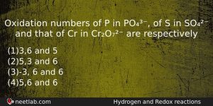 Oxidation Numbers Of P In Po Of S In So Chemistry Question