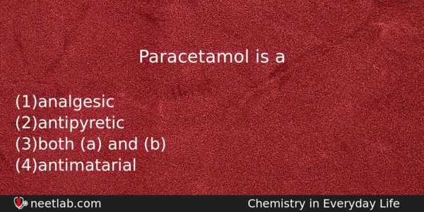Paracetamol Is A Chemistry Question 