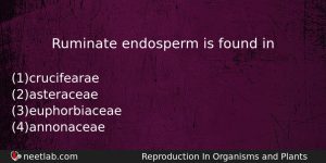 Ruminate Endosperm Is Found In Biology Question