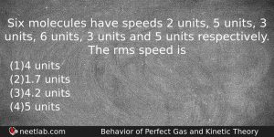 Six Molecules Have Speeds 2 Units 5 Units 3 Units Physics Question