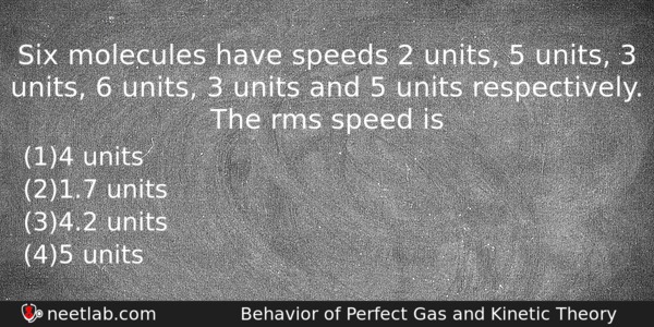 Six Molecules Have Speeds 2 Units 5 Units 3 Units Physics Question 