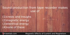 Sound Production From Tape Recorder Makes Use Of Physics Question