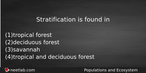 Stratification Is Found In Biology Question 