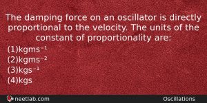The Damping Force On An Oscillator Is Directly Proportional To Physics Question