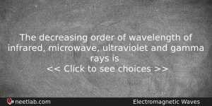 The Decreasing Order Of Wavelength Of Infrared Microwave Ultraviolet And Physics Question
