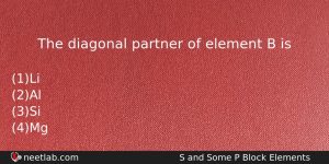 The Diagonal Partner Of Element B Is Chemistry Question