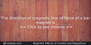 The Direction Of Magnetic Line Of Force Of A Bar Physics Question