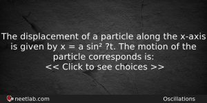 The Displacement Of A Particle Along The Xaxis Is Given Physics Question