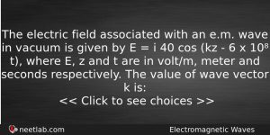 The Electric Field Associated With An Em Wave In Vacuum Physics Question
